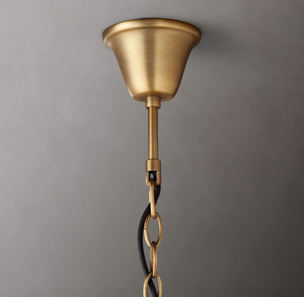19th C. Rococo Iron & Crystal Round Chandelier 33"