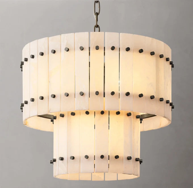 San Marco Alabaster Round Tiered Chandelier 22"
