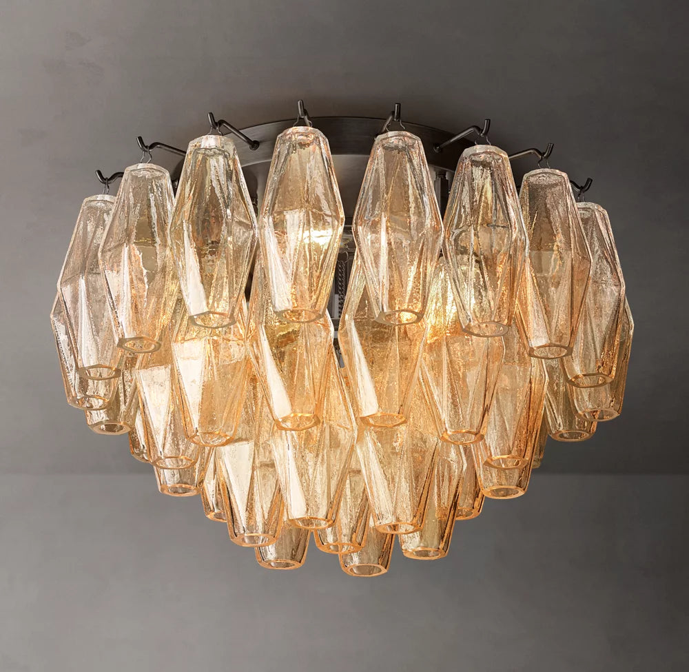 Chiara Smoke Glass Flushmount 17"