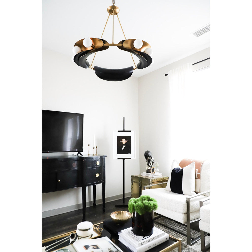 Hopper 9-Light Chandelier in Vintage Brass/Black Brass 32L x 32W x 25H