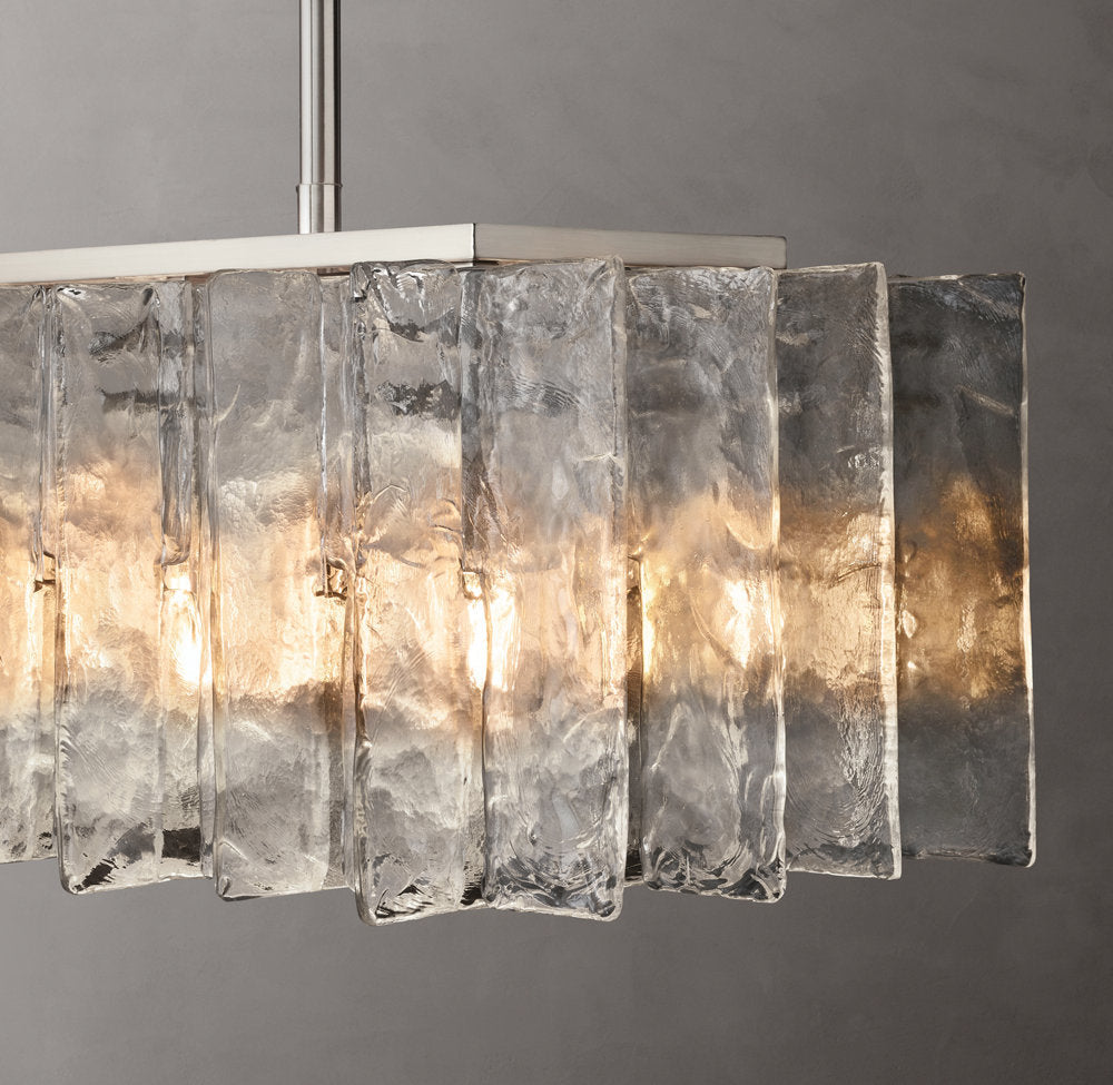 Lattice Clear Glass Rectangular Chandelier 67"