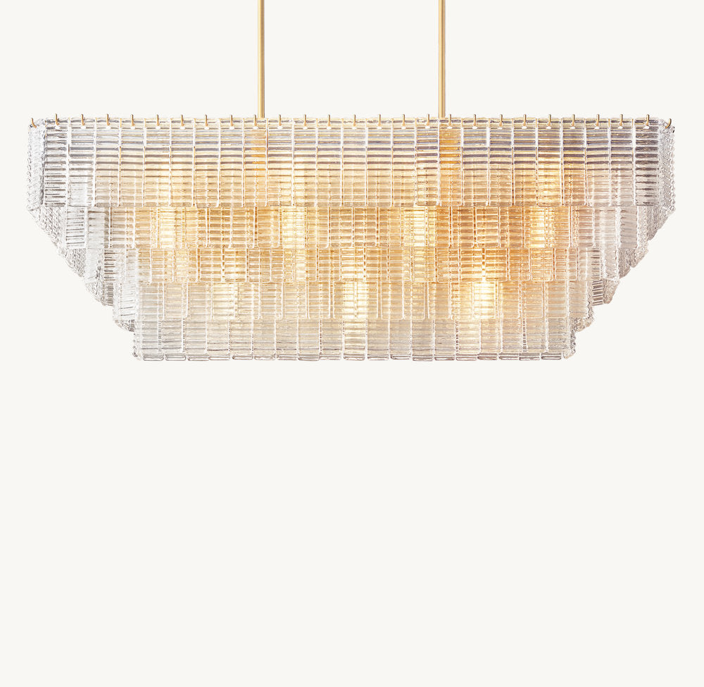 Sirene Clear Glass Rectangular Chandelier 59"