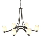 Oval Ribbon Opal Glass 6 Arm Chandelier 6-Light Opal Glass (GG) in Dark Smoke