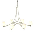 Oval Ribbon Opal Glass 6 Arm Chandelier 6-Light Opal Glass (GG) in Sterling