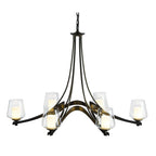 Oval Ribbon Clear Glass 6 Arm Chandelier 6-Light Clear Glass with Opal Diffuser (ZU) in Dark Smoke