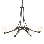 Oval Ribbon Clear Glass 6 Arm Chandelier 6-Light Clear Glass with Opal Diffuser (ZU) in Dark Smoke