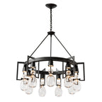 Apothecary Circular Chandelier 9-Light Clear Glass (ZM) in Black