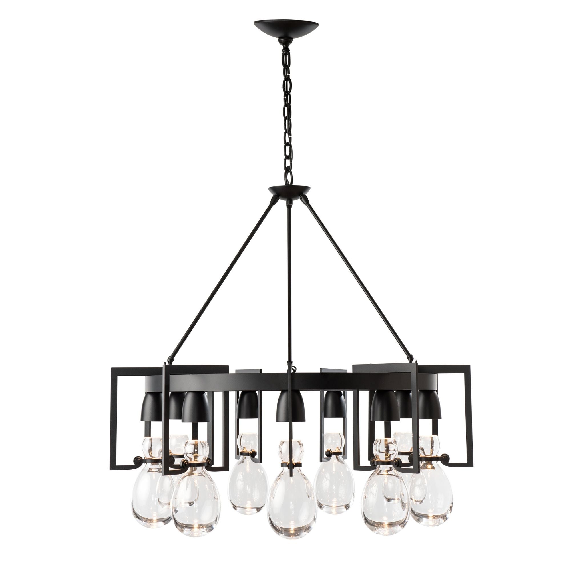 Apothecary Circular Chandelier 9-Light Clear Glass (ZM) in Black