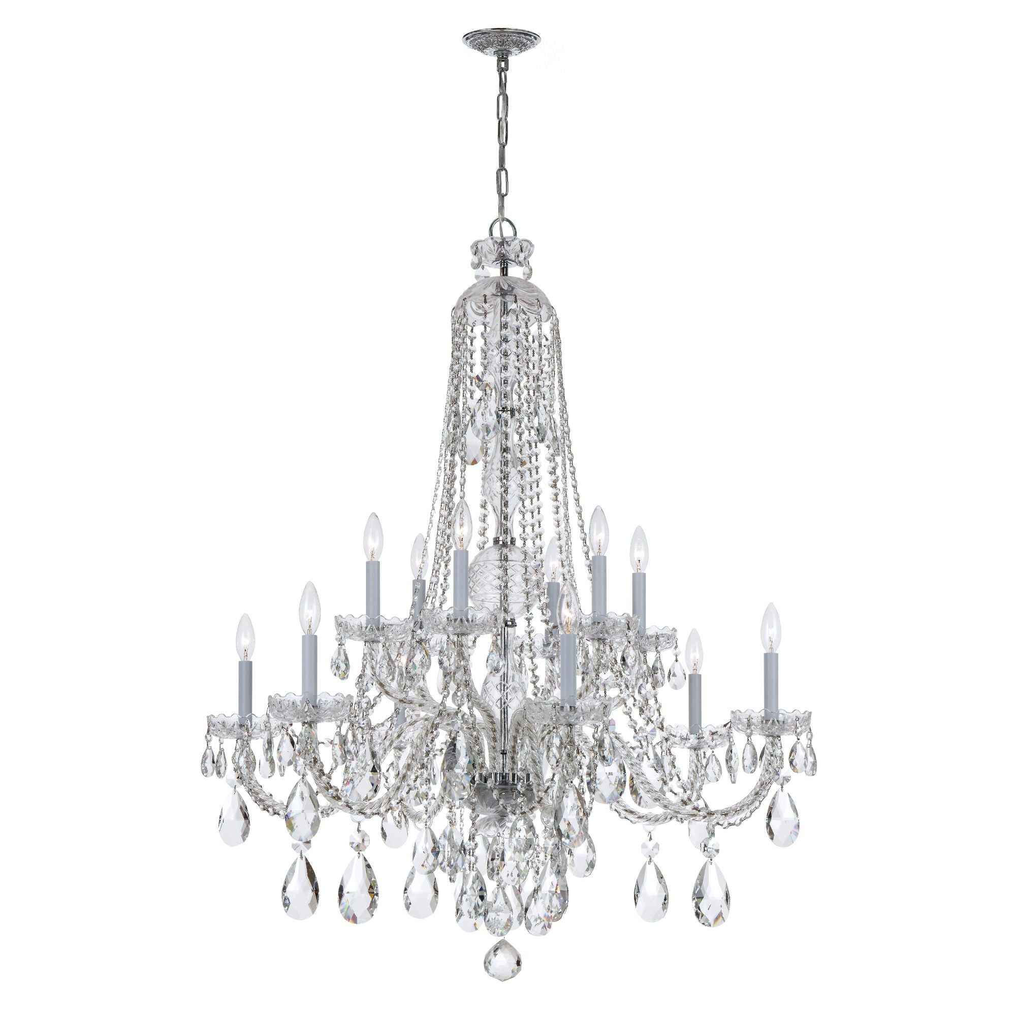 Traditional Crystal 37.5'' Hand Cut Crystal Polished Chrome Chandelier Silver 37.5"W x 48"H x 37.5"D
