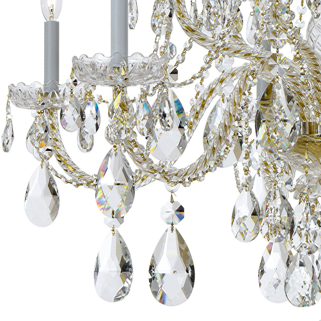 Traditional Crystal 37.5'' Hand Cut Crystal Polished Brass Chandelier Gold 37.5"W x 48"H x 37.5"D