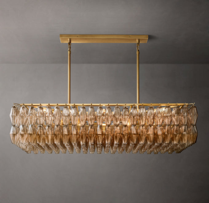 Chiara Smoke Glass Rectangular Chandelier 54"