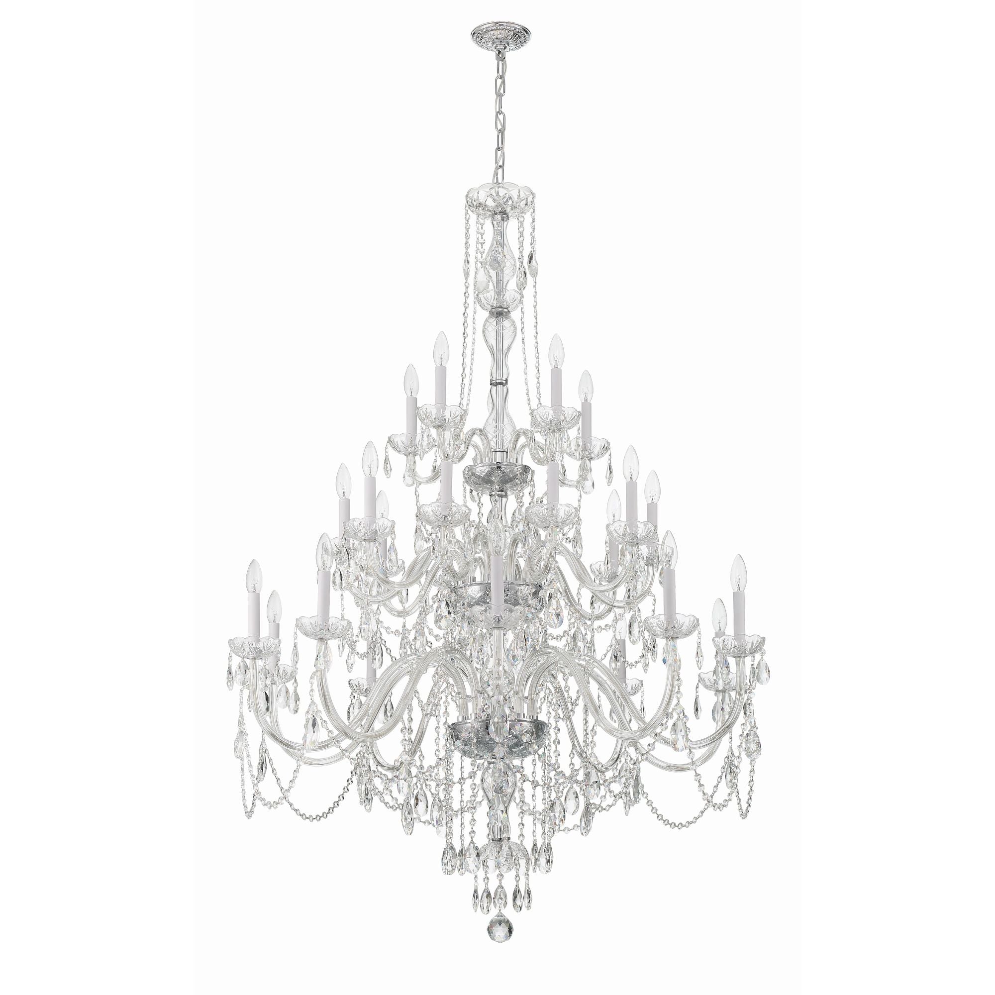 Traditional Crystal 45'' Hand Cut Crystal Polished Chrome Chandelier Silver 45"W x 61"H x 45"D