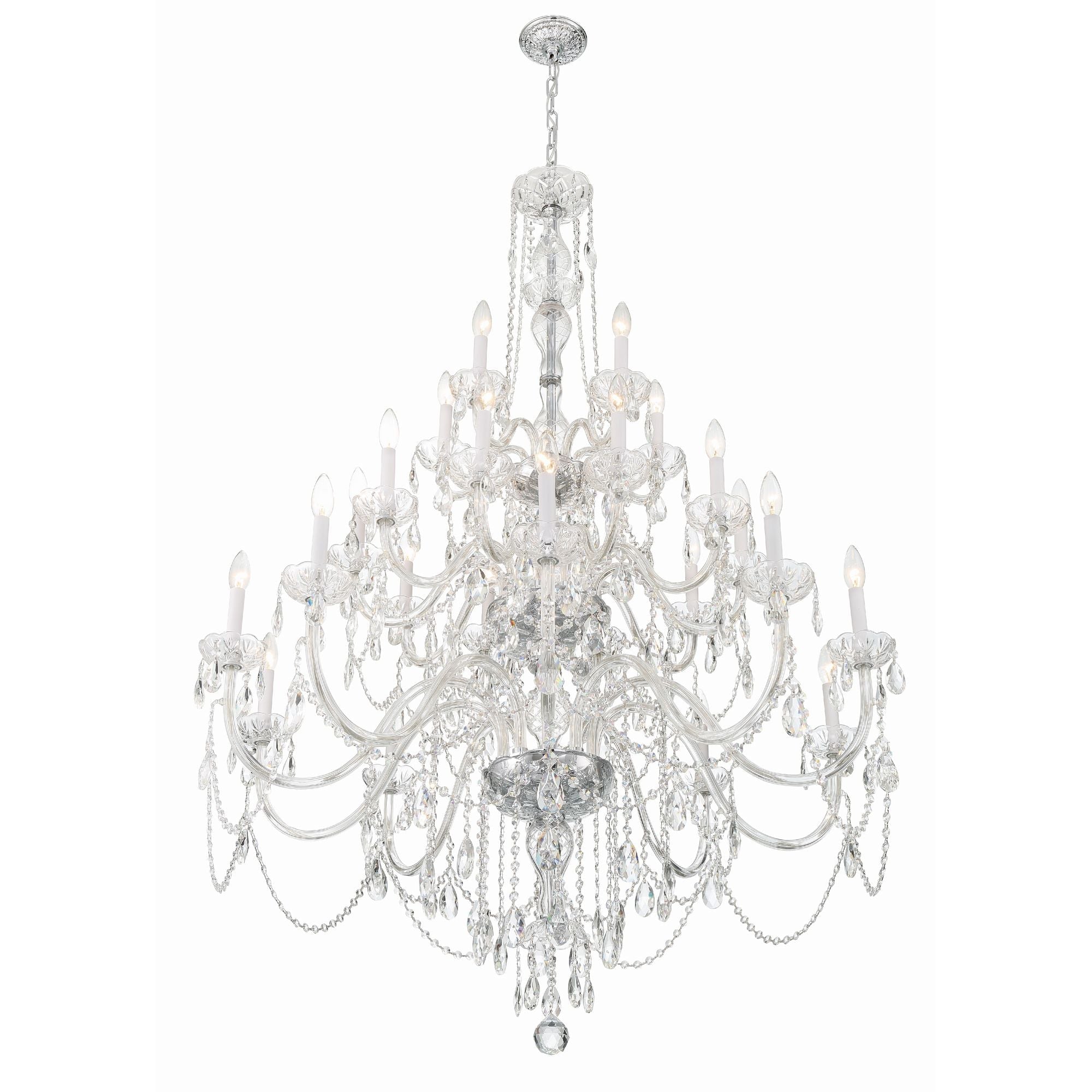 Traditional Crystal 45'' Hand Cut Crystal Polished Chrome Chandelier Silver 45"W x 61"H x 45"D