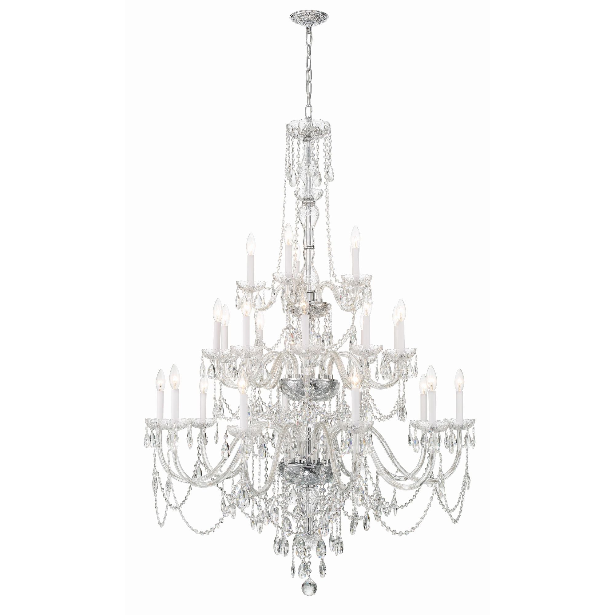 Traditional Crystal 45'' Hand Cut Crystal Polished Chrome Chandelier Silver 45"W x 61"H x 45"D