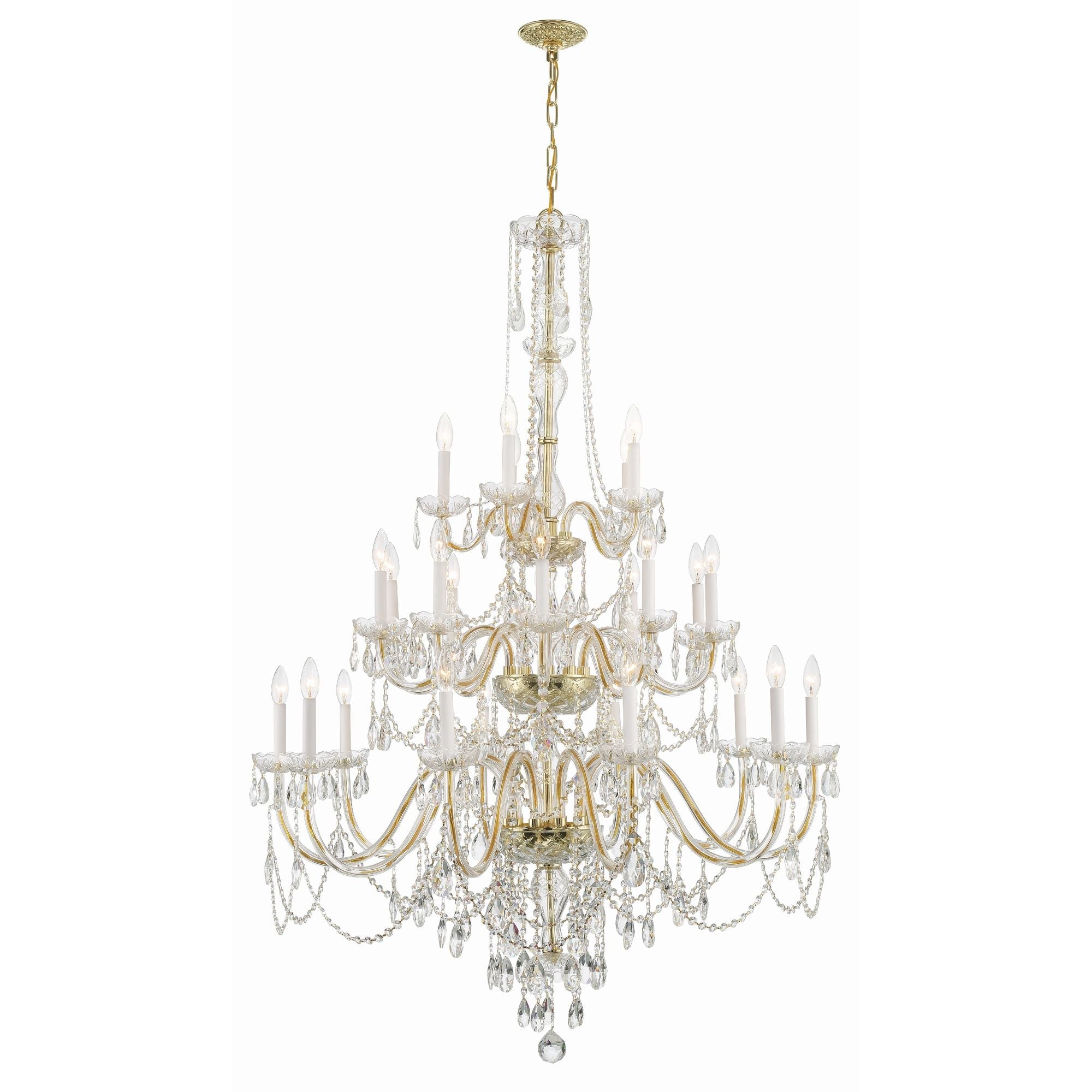 Traditional Crystal 45'' Hand Cut Crystal Polished Brass Chandelier Gold 45"W x 61"H x 45"D