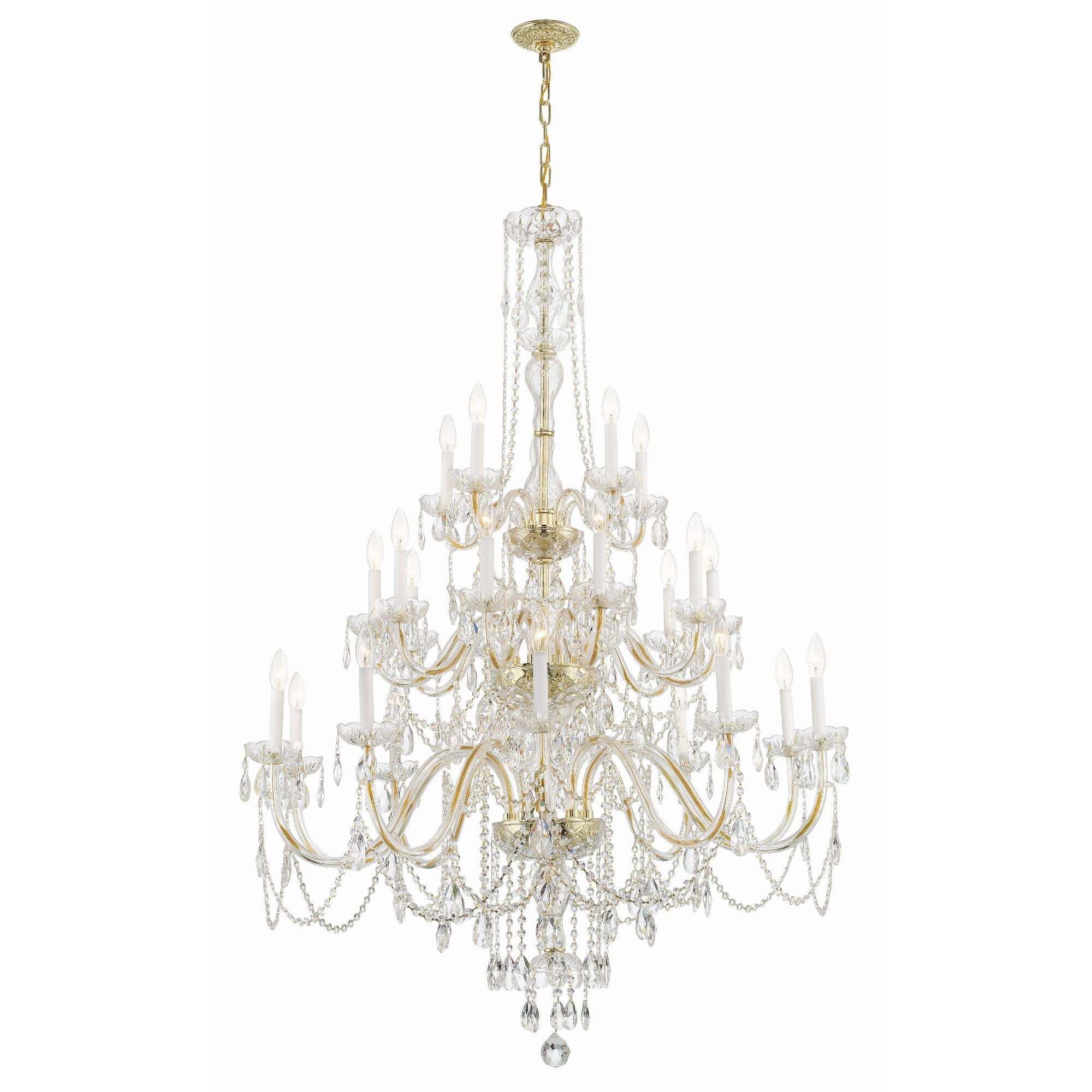 Traditional Crystal 45'' Hand Cut Crystal Polished Brass Chandelier Gold 45"W x 61"H x 45"D