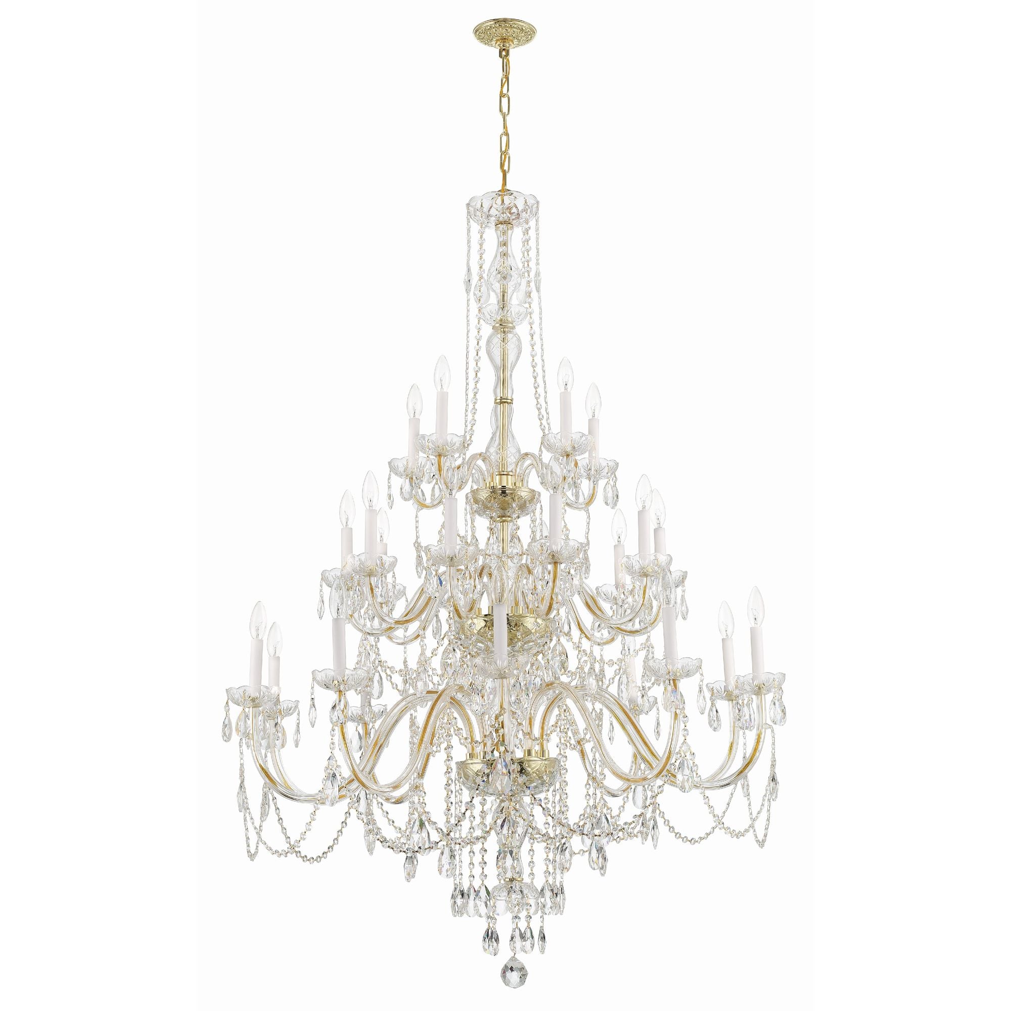 Traditional Crystal 45'' Hand Cut Crystal Polished Brass Chandelier Gold 45"W x 61"H x 45"D