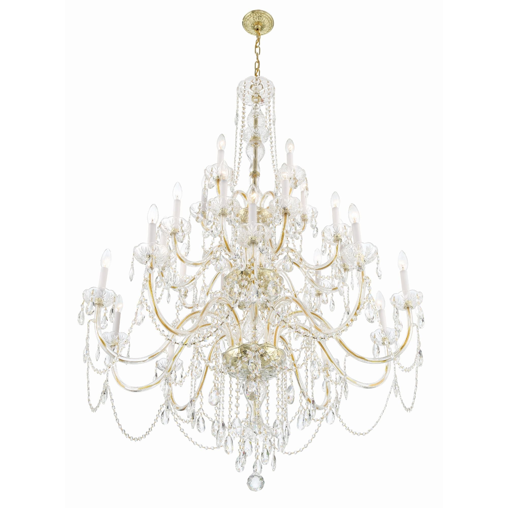 Traditional Crystal 45'' Hand Cut Crystal Polished Brass Chandelier Gold 45"W x 61"H x 45"D