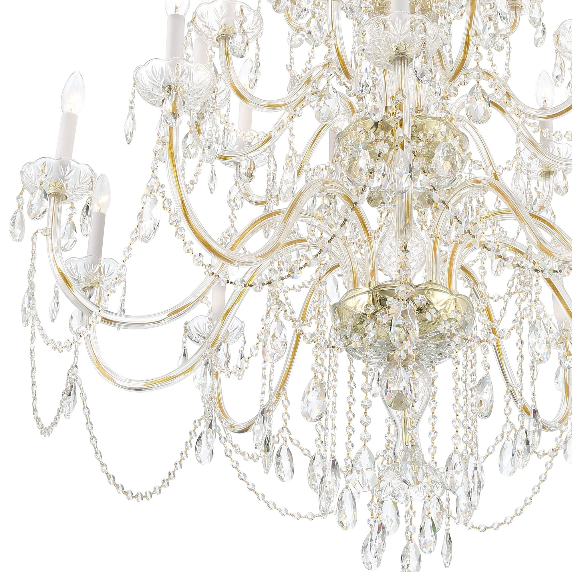 Traditional Crystal 45'' Hand Cut Crystal Polished Brass Chandelier Gold 45"W x 61"H x 45"D