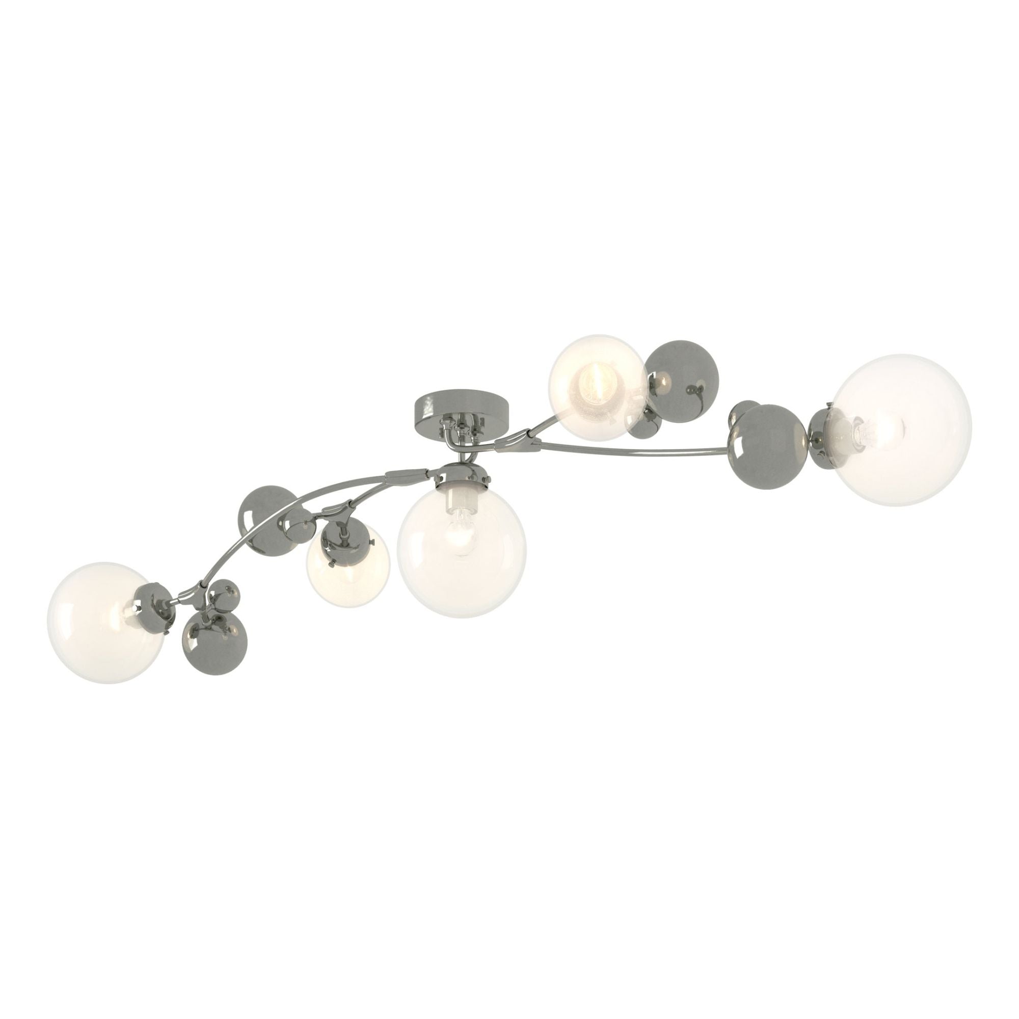 Sprig Semi-Flush 5-Light Opaline Glass (WF) in Sterling