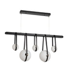 Derby Linear 5-Light LED Pendant Polished Nickel Accent Black Leather LED Opal Glass (GG) in Black