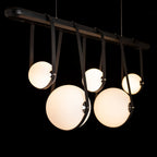 Derby Linear 5-Light LED Pendant Polished Nickel Accent Black Leather LED Opal Glass (GG) in Black