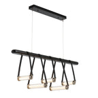 York Linear 5-Light LED Pendant Polished Nickel Accent Black Leather LED Clear Glass (ZM) in Black