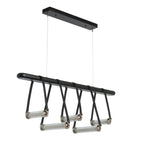 York Linear 5-Light LED Pendant Polished Nickel Accent Black Leather LED Clear Glass (ZM) in Black