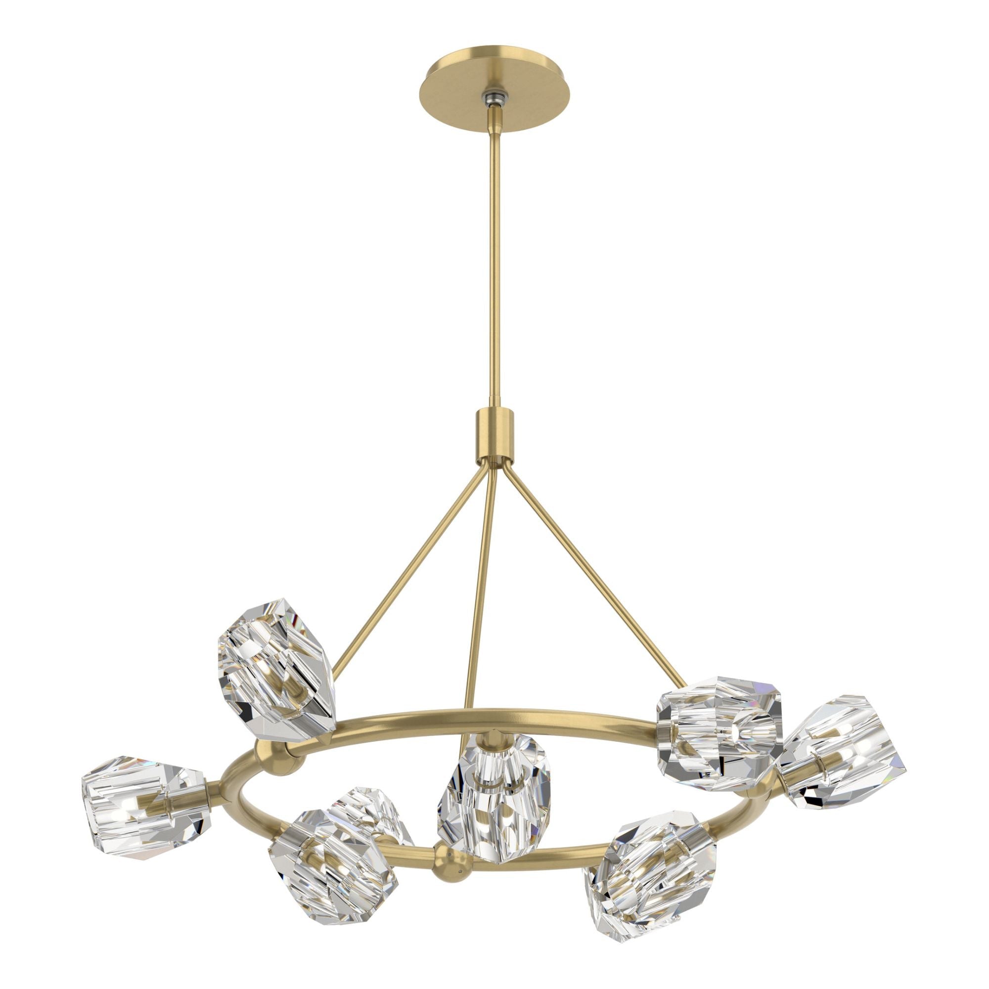 Gatsby 9-Light Ring Pendant 9-Light Crystal in Modern Brass