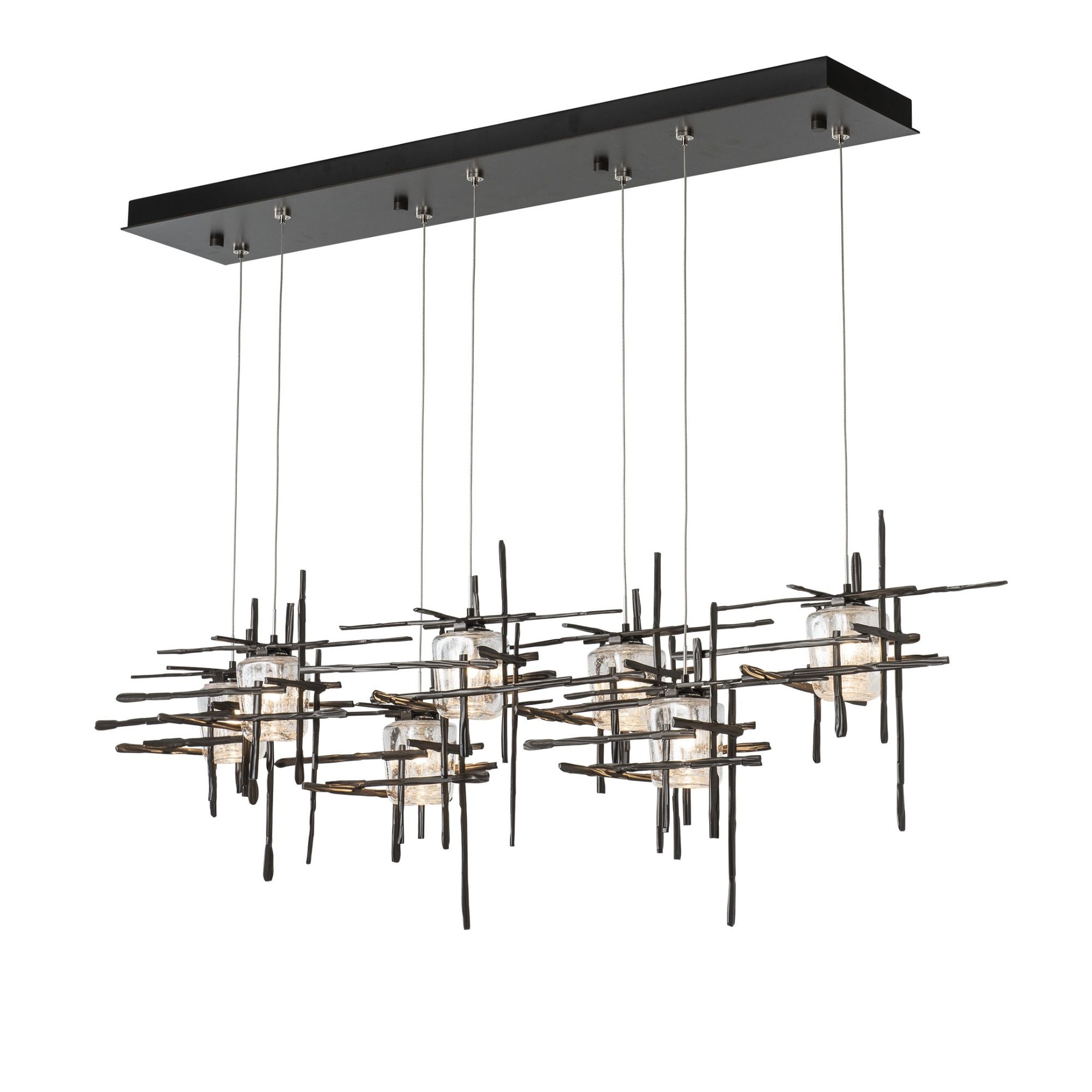 Tura 7-Light Seeded Glass Pendant 7-Light Seeded Clear Glass (II) in Dark Smoke