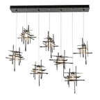 Tura 7-Light Seeded Glass Pendant 7-Light Seeded Clear Glass (II) in Dark Smoke