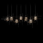 Tura 7-Light Seeded Glass Pendant 7-Light Seeded Clear Glass (II) in Dark Smoke