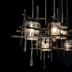 Tura 7-Light Seeded Glass Pendant 7-Light Seeded Clear Glass (II) in Dark Smoke