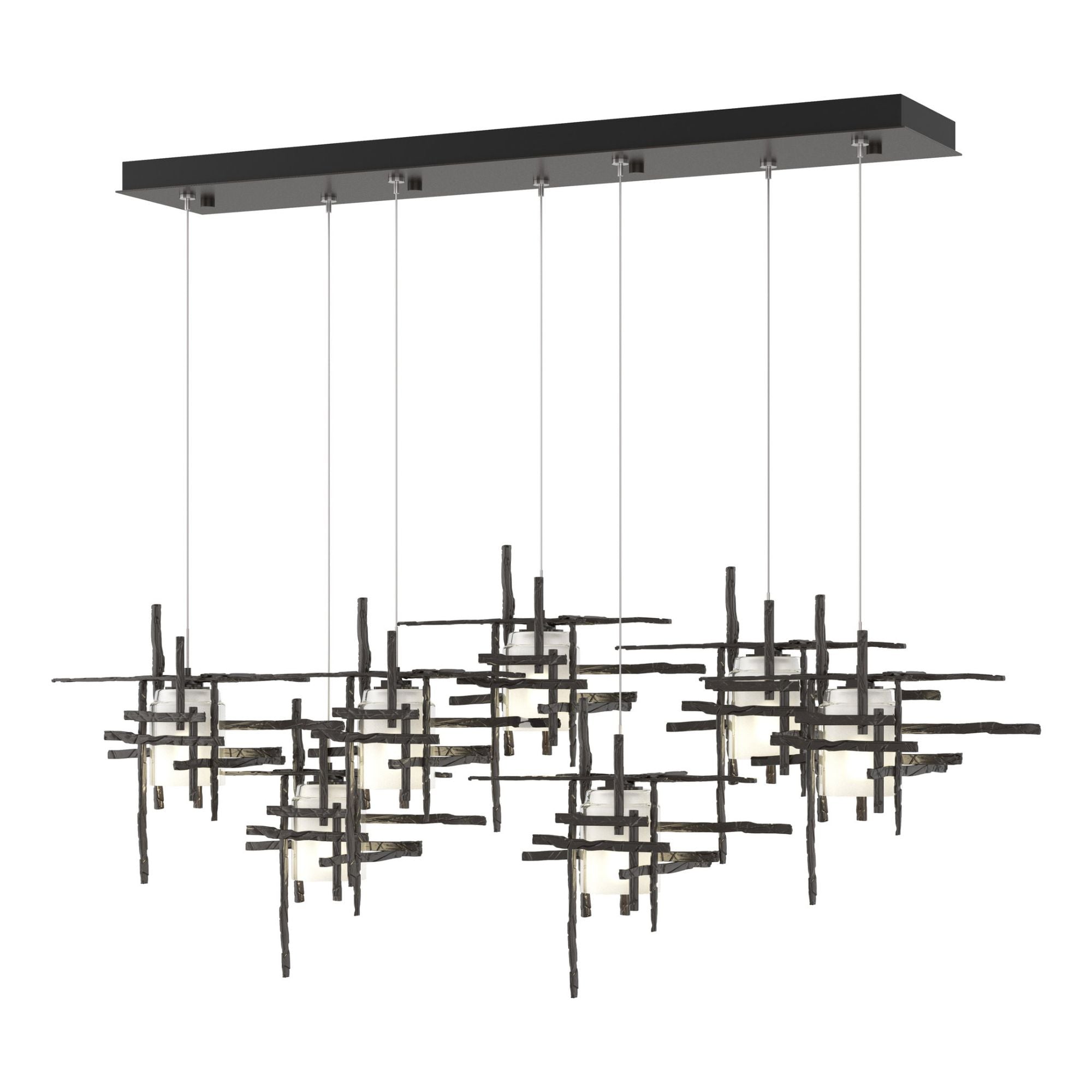 Tura 7-Light Frosted Glass Pendant 7-Light Cast Glass (YC) in Oil Rubbed Bronze