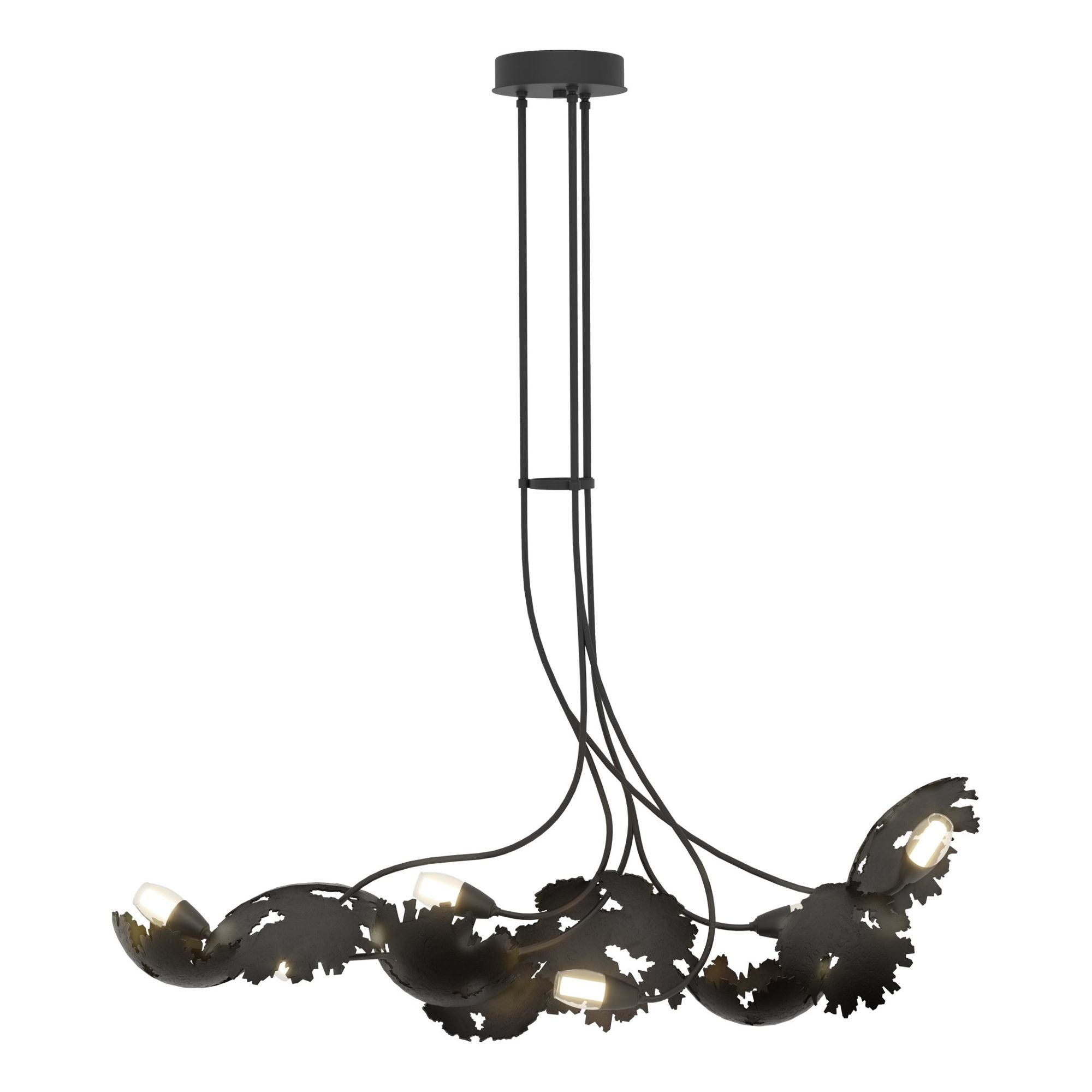 Pangea 6-Light Linear Pendant 6-Light Clear Glass with Frosted Diffuser (YE) in Black