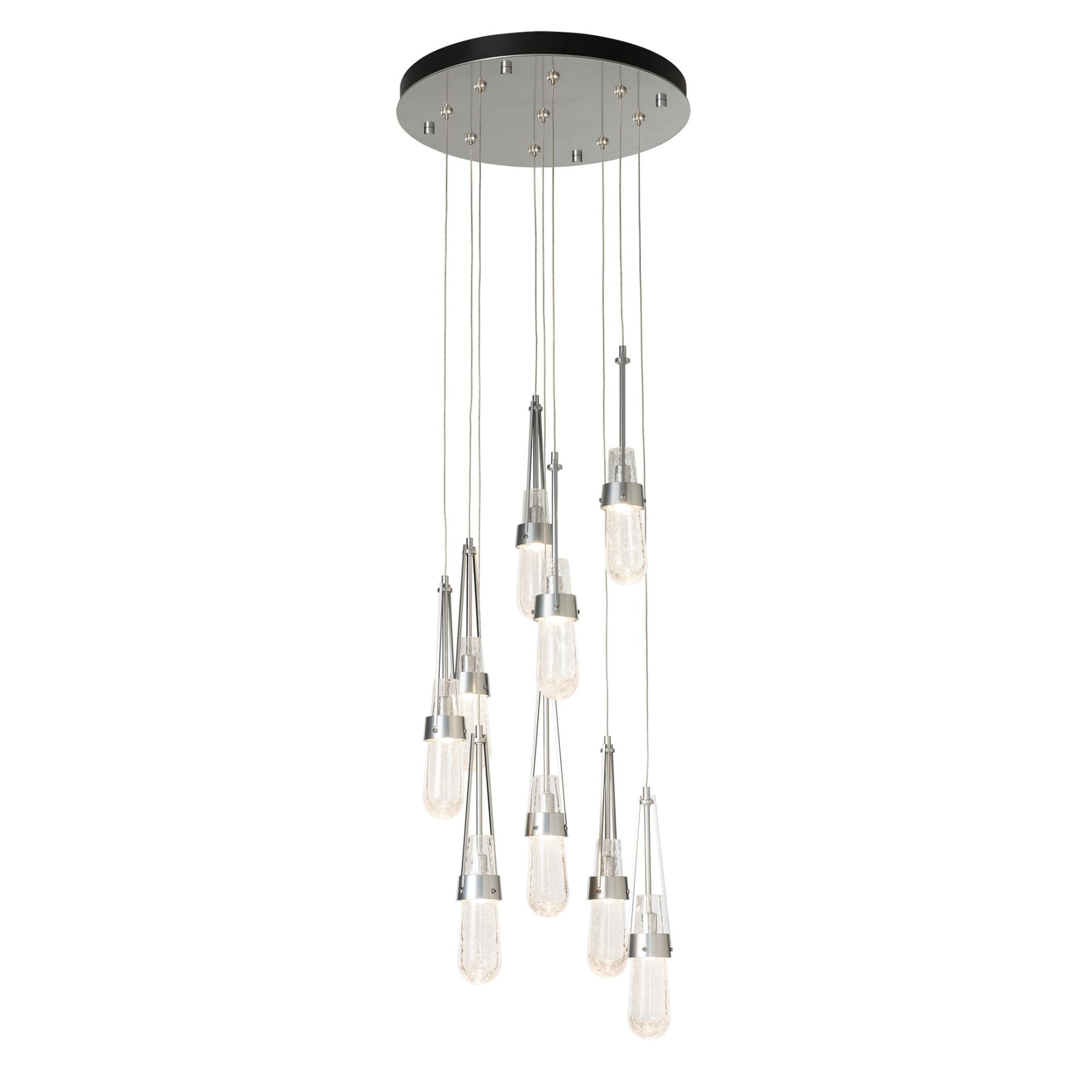 Link 9-Light Blown Glass Pendant 9-Light Clear Bubble Glass (YG) in Sterling