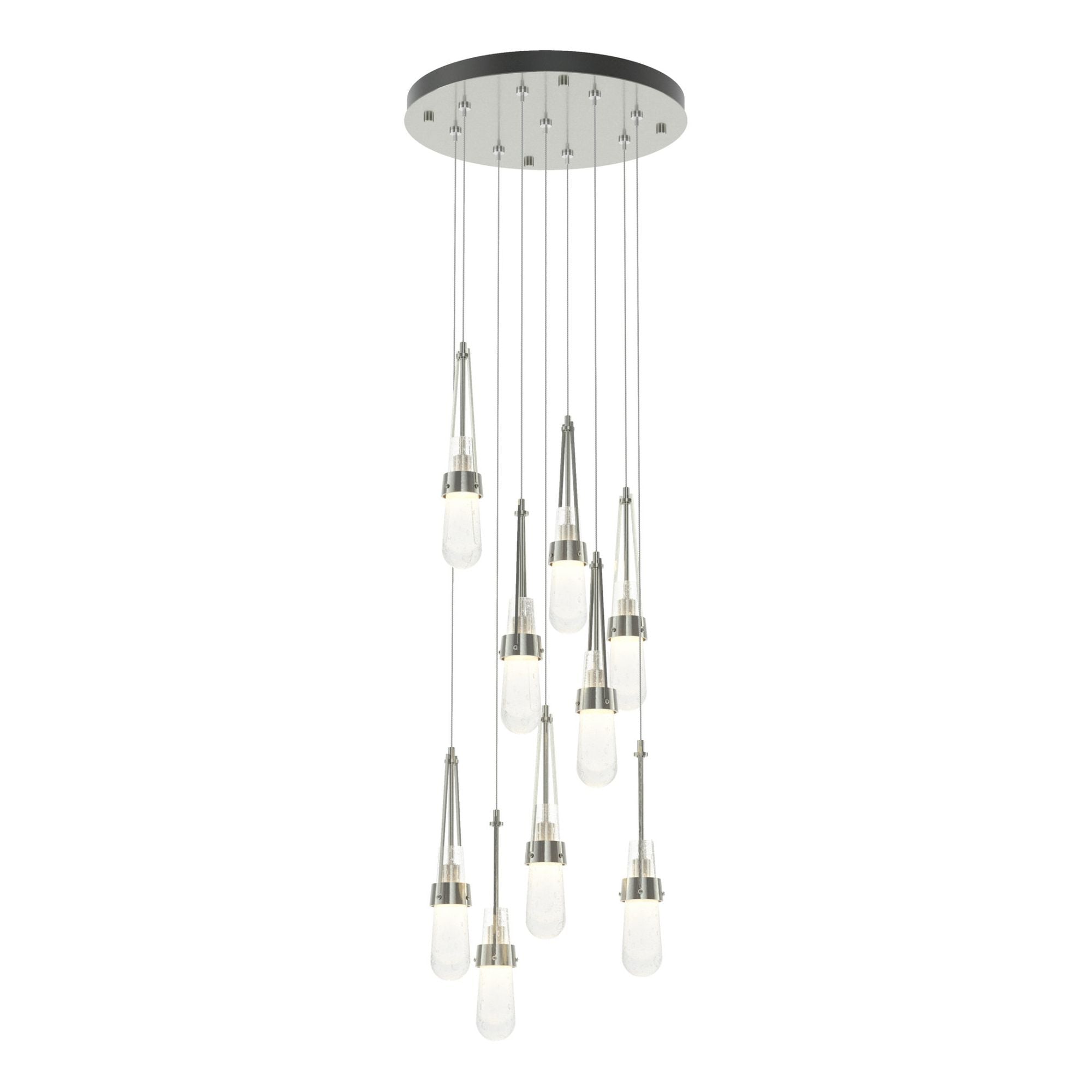 Link 9-Light Blown Glass Pendant 9-Light Clear Bubble Glass (YG) in Sterling