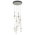 Link 9-Light Blown Glass Pendant 9-Light Clear Glass with White Threading (YJ) in Sterling