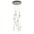 Link 9-Light Blown Glass Pendant 9-Light Clear Glass with White Threading (YJ) in Sterling