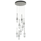Link 9-Light Blown Glass Pendant 9-Light Clear Glass with White Threading (YJ) in Sterling