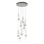 Link 9-Light Blown Glass Pendant 9-Light Clear Glass with White Threading (YJ) in Sterling