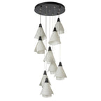 Mobius 9-Light Pendant 9-Light Spun Frost (SH) in Black