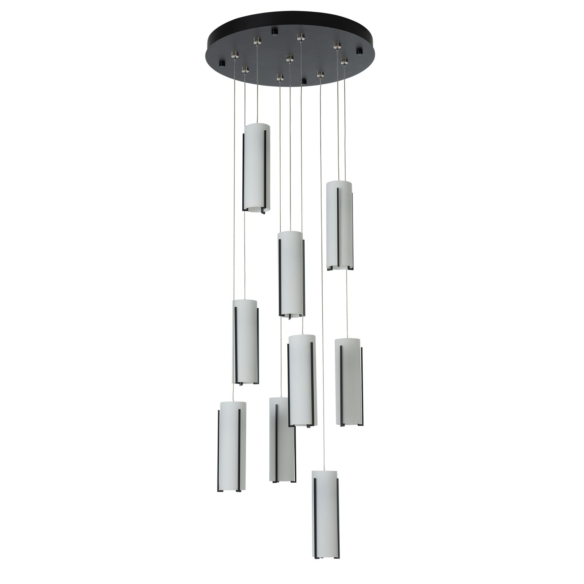 Exos Glass 9-Light Pendant 9-Light Opal Glass (GG) in Black