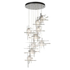 Tura 9-Light Seeded Glass Pendant 9-Light Seeded Clear Glass (II) in Sterling