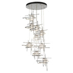 Tura 9-Light Seeded Glass Pendant 9-Light Seeded Clear Glass (II) in Sterling
