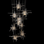 Tura 9-Light Seeded Glass Pendant 9-Light Seeded Clear Glass (II) in Sterling
