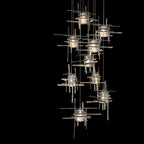 Tura 9-Light Seeded Glass Pendant 9-Light Seeded Clear Glass (II) in Sterling