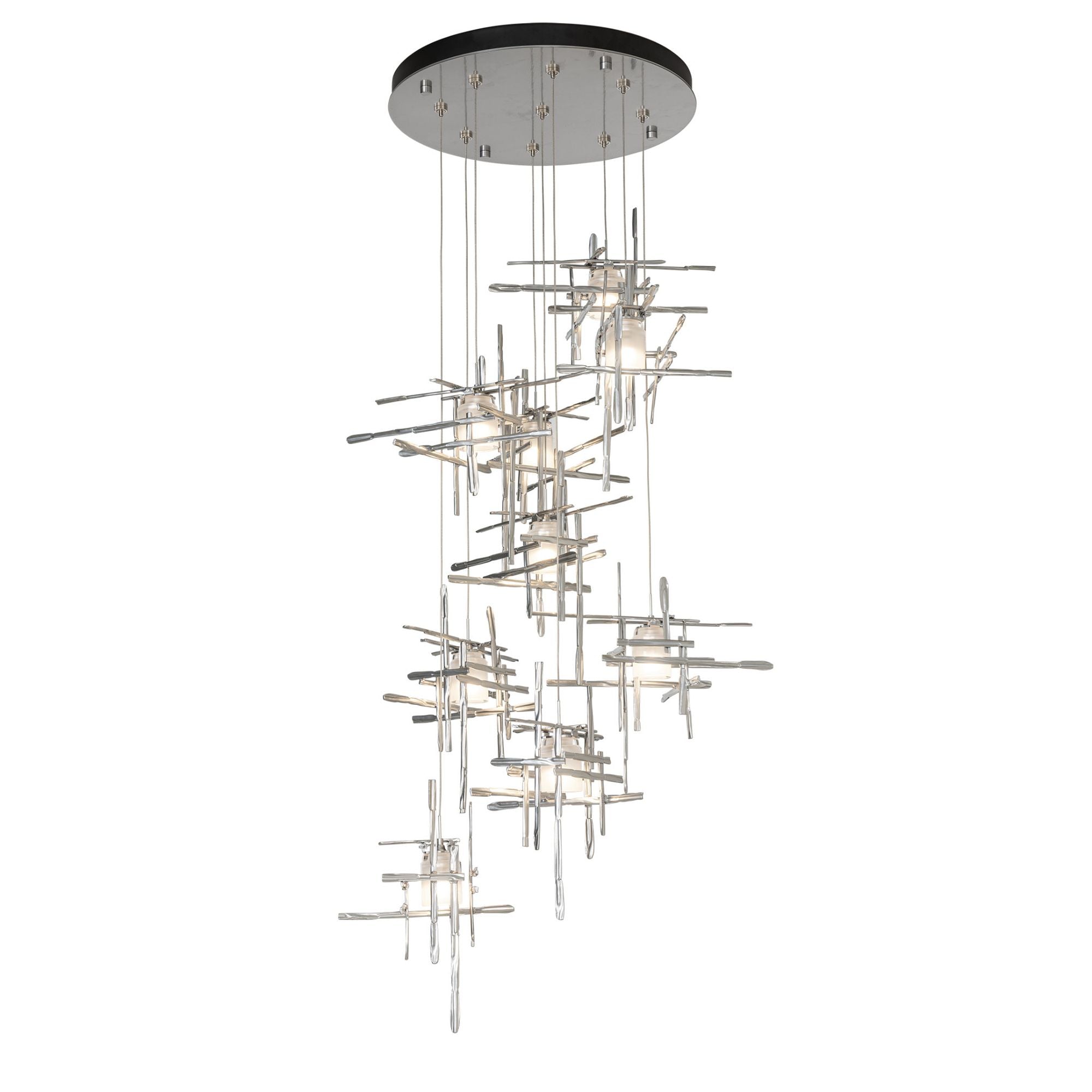 Tura 9-Light Frosted Glass Pendant 9-Light Cast Glass (YC) in Sterling