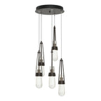 Link 5-Light Blown Glass Pendant 5-Light Clear Bubble Glass (YG) in Oil Rubbed Bronze