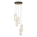 Exos Glass 5-Light Pendant 5-Light Opal Glass (GG) in Modern Brass